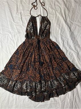 Free people Bohemian Halter Midi Dress in Rust & Black